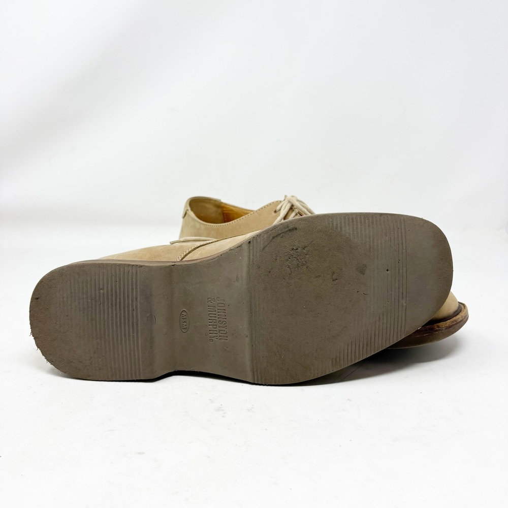 Johnston & Murphy Tan Nubuck Leather Plain Toe Derby Shoes Mens Size 9M Preppy - Picture 8 of 13